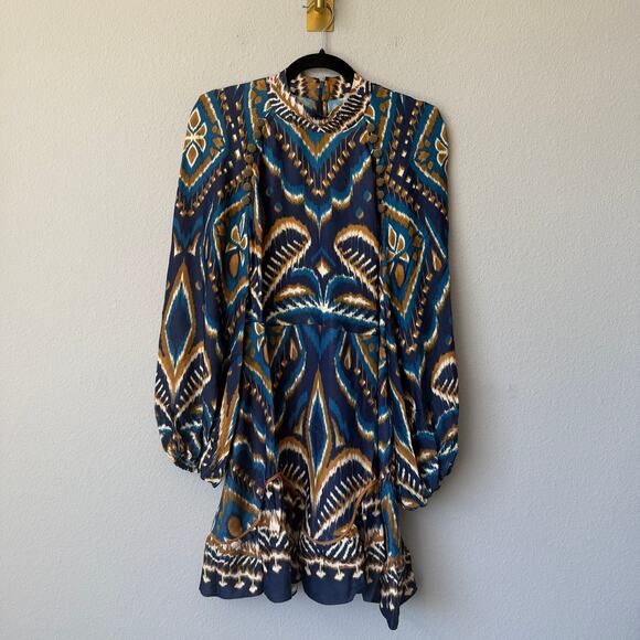 NWT NEW Farm Rio Pineapple Ikat Raglan Sleeve Mini Dress Size S - Picture 2 of 7